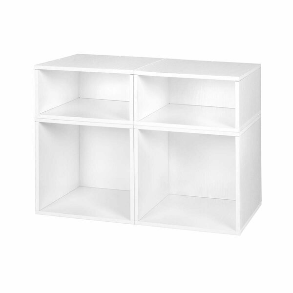 Niche Cubo Storage Set with 2 Full Cubes & 2 Half Cubes, White Wood Grain PC2F2HWH